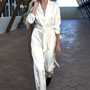Zara nwot size m , long satin effect jumpsuit